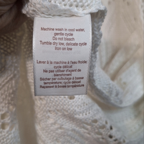 Tradition small 6/8 white eyelet lace knit boho waterfall cardigan - Picture 6 of 8